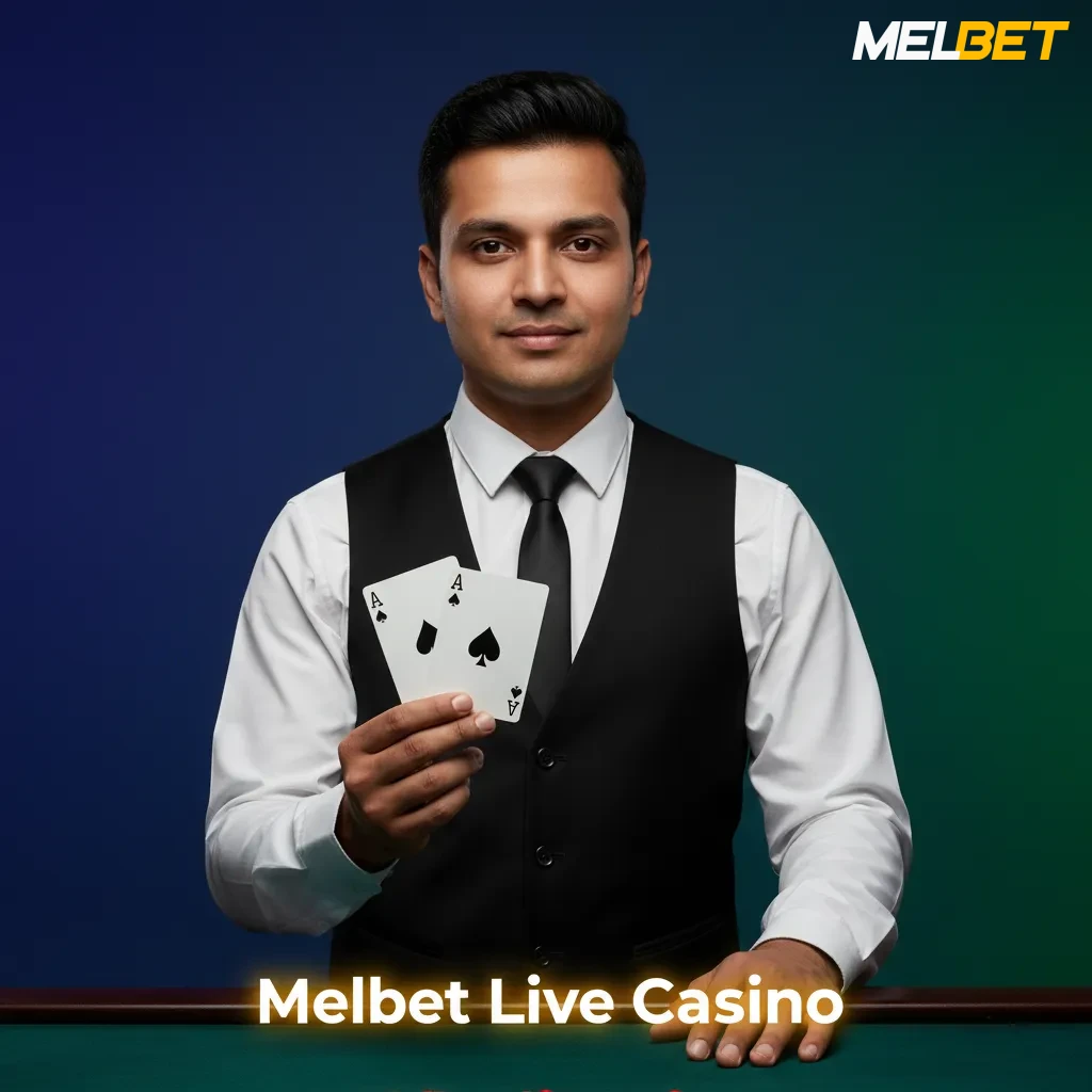 Melbet Live Casino banner with HD dealers, INR bets, and games Lightning Roulette, Andar Bahar, Teen Patti, Crazy Time.
